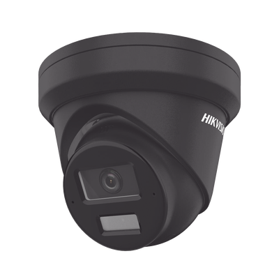 [Dual Light + 2 Micrófonos de Doble Matriz] Turret IP 4 Megapixel / Color Negro / Lente 2.8 mm / 30 mts Luz Blanca + 30 mts IR / ACUSENSE / Exterior IP67 / WDR 120 dB / PoE / ONVIF / Micro SD / Metal / ACUSEEK