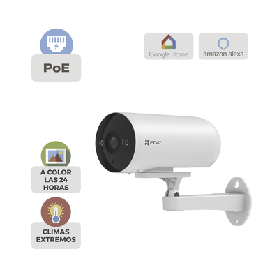 Cámara IP Exterior PoE / Color Night Vision / 3 Megapixel (2K) / AI Detección Humana y Vehiculos / H.265 / Vision Nocturna a Color / IP67 / Audio Bidireccional / Luz y Sirena / Micro SD