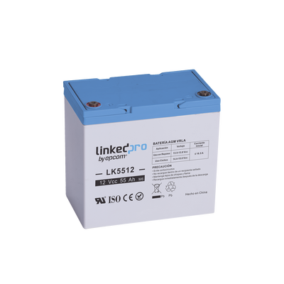 Batería de respaldo 12 V | 55 Ah |  AGM | Especial para Seguridad Electrónica | UPS | Sistemas de Emergencia  | Vida útil 5 años | Terminales T2