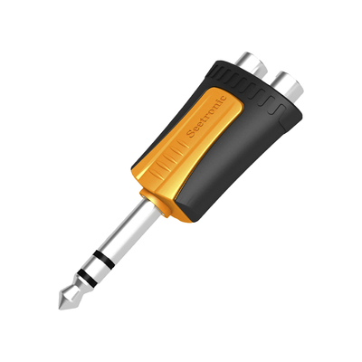 [MP3-2RF] Conector Estéreo |  1/4in - 2 x RCA hembra | Adaptador de Carcasa de Plastico |