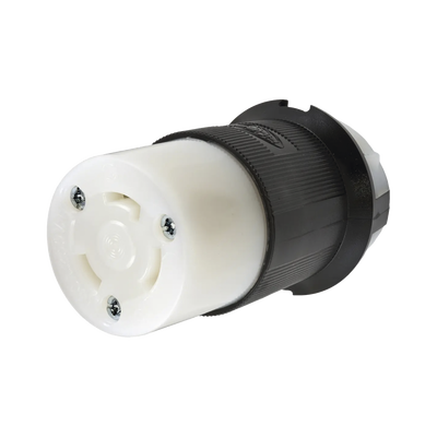 [HUB-HBL-2623] Conector Industrial con Bloqueo de Media Vuelta / 30 A 250 V CA / 2 Polos 3 Hilos / Color Blanco y Negro / Nema L6-30R. 