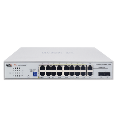 Switch PoE / Administración en la nube / Con 16 puertos 10/100 Mbps PoE af/at (Puertos 1-4: bt 90W) / 2 Puertos Uplink 10/100/1000 Mbps / 1 Puerto SFP Gigabit / Presupuesto 250 W / PoE hasta 250 metros / Soporta protocolo ONVIF