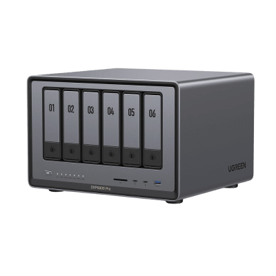 NAS UGREEN NASync DXP6800 Pro / Intel Core i5-1235U 10 Núcleos / 6 Bahías SATA + 2 M.2 NVMe / 2 Puertos Thunderbolt 4 / 2 Puertos 10GbE / 8K HDMI / PCIe 4.0 x4 / DDR5 Hasta 64GB / Compatibilidad Multiplataforma