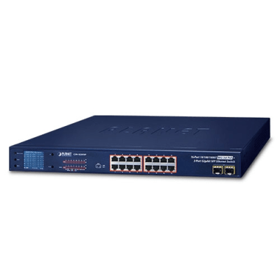 [GSW-1820VHP] Switch No Administrable PoE+ Extender, Aislamiento VLAN de 16 Puertos Gigabit +, 2 Combo TP/SFP y Pantalla 