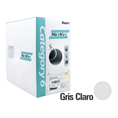 Bobina de Cable UTP 305 Metros (1000 Pies) de Cobre, NetKey, Gris Claro, Categoría 5e (24 AWG), PVC (CM), de 4 Pares