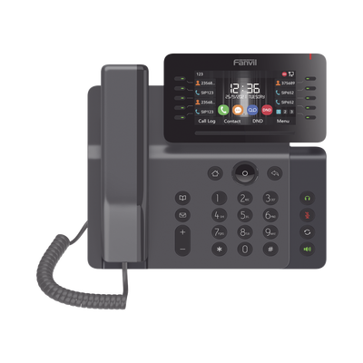 [V65] Teléfono IP Empresarial Esencial WiFi / Bluetooth, 20 líneas SIP, pantalla a color 4.3" ajustable, PoE, puertos Gigabit, conferencia local de 6 vías.