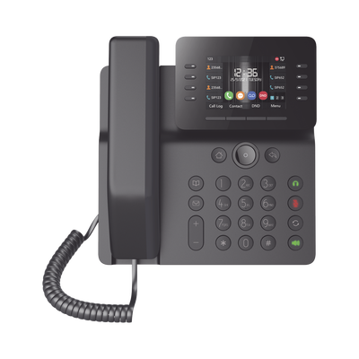 [V64] Teléfono IP Empresarial Esencial WiFi / Bluetooth, 12 líneas SIP, pantalla a color 3.5", PoE, puertos Gigabit, conferencia local de 6 vías.
