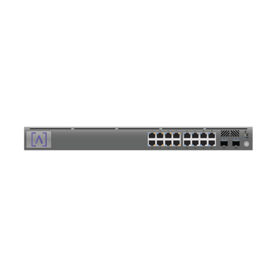 [S16-POE] Switch Gigabit PoE+ Administrable / 16 puertos 10/100/1000 Mbps + 2 Puertos SFP Uplink / Presupuesto PoE hasta 120W / Administración Gratuita en la Nube
