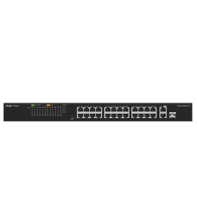 [RG-ES126FGS-LP] Switch PoE+ no Administrable, hasta 180 Watts Ideal para CCTV, 24 Puertos 10/100 PoE+, 2 Uplinks Gigabit (1 SFP COMBO)