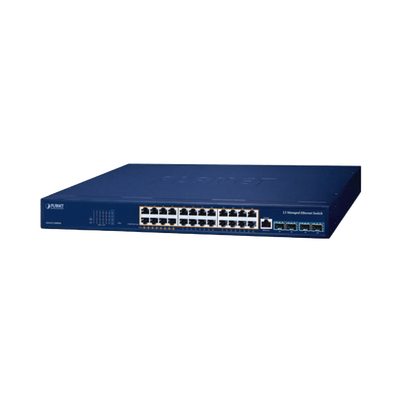 Switch PoE Administrable Capa 3, 24 Puertos Gigabit, Hasta 480 W, 8 Puertos 802.3bt, 16 Puertos 802.3at, 4 Puertos SFP 10G