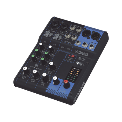 [MG06] Mezcladora de Audio | 6 Canales | 2 entradas de micro/6 de línea (2 mono + 2 estéreo) | Alimentación Phantom 
