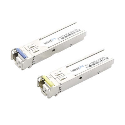 Transceptores Ópticos Industriales Bidireccionales SFP+ (Mini-Gbic) / Monomodo 1270 & 1330 nm / 10 Gbps / 10GBASE / Conector LC/UPC Simplex / DDM / Hasta 20 km / 2 Piezas