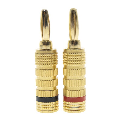 [EP-BSC-KIT] Kit Conector Banana Tipo Tornillo para Bocinas | Instalaciones Profesionales de Audio | Chapado en Oro | Color Negro + Rojo (2 Piezas)