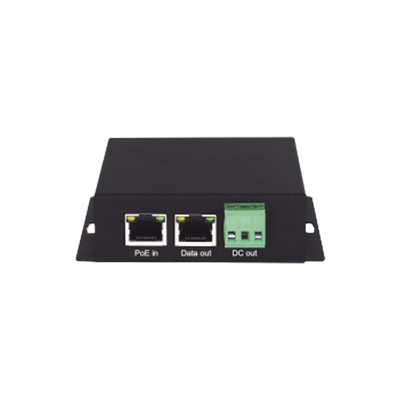 Splitter PoE / 1 Puerto PoE Entrada / 1 Puerto Salida Datos / 1 Salida de 12 Vcc, 2A / Presupuesto PoE 30W