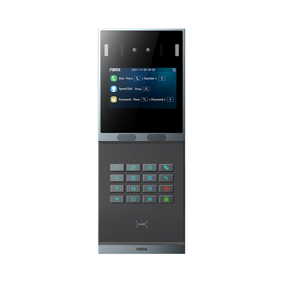Videoportero SIP con Reconocimiento Facial / Cámara 2MP con Lente Dual / Pantalla IPS 4" / 2 Relevadores / Teclado Numérico Iluminado / IP66 IK07 / PoE