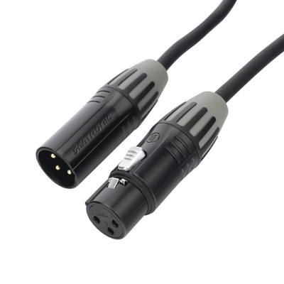 Cable XLR | 3 polos | Conector Hembra-Macho | Serie M | Carcasa Negra | Contactos Dorados | Ideal para Microfonía | Longitud 5m