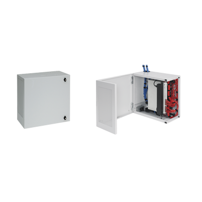 Gabinete de Pared L-Box 6U / Acero 1.9 mm / 610 x 610 x 313 mm (24x24x12 in) / Puerta L 120° / RAL 7035 / Rack 19"
