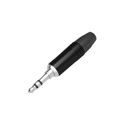 [M2TP3C-B] Conector delgado estereo de 3.5 mm, carcasa cromada negra, contacto niquelado, cable OD 2-4,5 mm