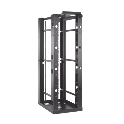 [E4SDR19FM45U] Rack Abierto Sísmico de 4 Postes Estándar de 19 in / 45U / 2.19 m (7.2 ft) de Altura / Capacidad 2,500 lb (1,134 kg) / Acero 3.4 mm / Certificación NEBS Zona 4 y OSHPD / Negro RAL 9005