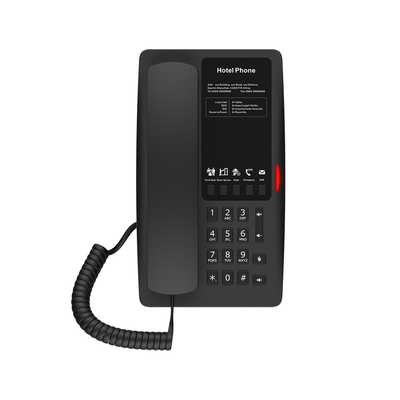 [H4B] Teléfono IP Hotelero / 2 Líneas SIP / 5 Teclas Programables / Puerto USB-A de Carga / PoE 802.3af / Ethernet 10/100 / Audio HD Manos Libres