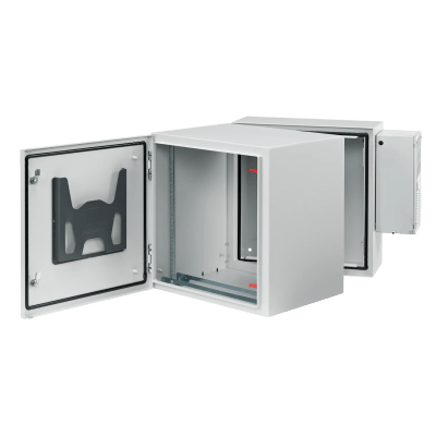 [PTHS362430G4A] Gabinete Industrial ProTek de Puerta Sólida, Con Aire Acondicionado de 4000 BTU, Protección NEMA Tipo 4/12; IP66; IK10, Abatible, Fabricado en Acero, 19 UR, Color Gris Claro