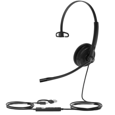Diadema Alámbrica UH34 Lite Mono Teams de Yealink USB-C/A con Almohadillas de Espuma