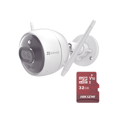 [C3X/KM] Kit de Camara WiFi y Memoria Micro SD / Incluye 1 Pieza C3X y 1 Memoria MicroSD 32GB / Audio de Dos Vías / Colores en Oscuridad / Detección Humana y de Vehículo