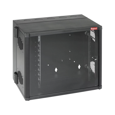 Gabinete AccessPlus de Montaje 26 UR en Pared de 19in, Rieles Numerados y Roscados #10-32, Puerta con Ventana de Seguridad, 700 mm de Ancho, 637 mm de Profundidad, Color Negro