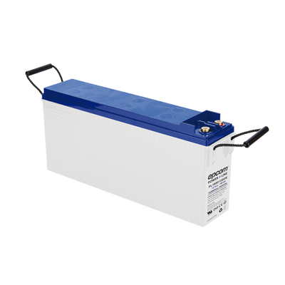 [PL100D12SIDE] Batería de respaldo 12V 100 Ah AGM-VRLA | Certificada UL94-HB Retardo a la flama básica | Ciclo profundo | Para uso en aplicaciones fotovoltaicas y de emergencia | Terminales T4