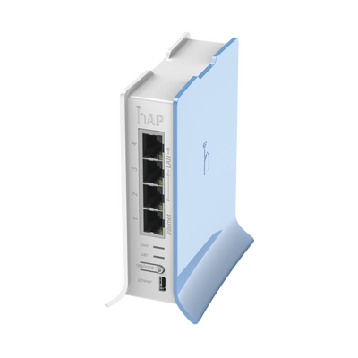 [RB941-2ND-TC] (hAP lite TC) 4 Puertos Fast Ethernet, Wi-Fi 2.4 GHz 802.11 b/g/n y base tipo Torre