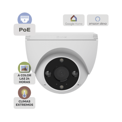 Cámara IP Bullet Smart PoE / Resolución 2K 2304×1296 / Visión Nocturna a Color 30 m (98.4 ft) / Lente 2.8 mm@F1.6 106° / Detección IA Humano/Vehículo / Audio Bidireccional / Defensa Activa con Luz y Sirena / IP