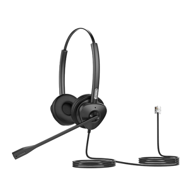 [HT302] Diadema Binaural con Audio HD y Brazo Ajustable de 260°, Conexión RJ9 y Sonido de Alta Definición