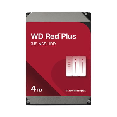 Disco Duro NAS WD Red Plus / Tecnología CMR / Capacidad 4TB / SATA 6 Gb/s  / NASware 3.0 / 180TB año Workload / 1M Horas MTBF / 3 Años Garantía