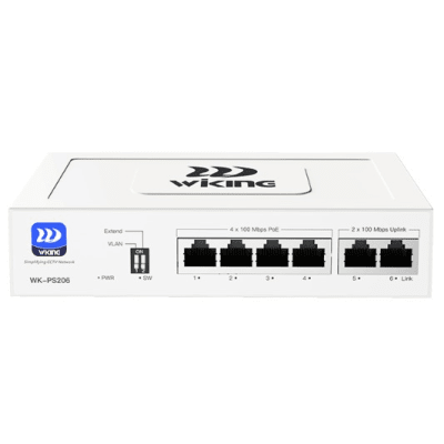 Switch no administrable PoE / Gestión Cloud / Con 4 puertos 10/100 Mbps PoE af/at / 2 Puertos Uplink 10/100 MBPS / Presupuesto 45 W / PoE hasta 250 metros