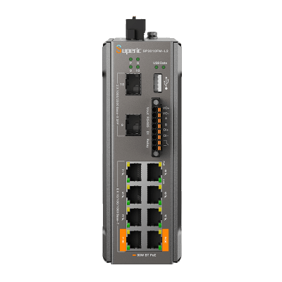 Switch de Red SP3010FM-L2 (V3) / 8 Puertos 10/100/1000Mbps PoE / 2 Puertos SFP 1000M/2.5Gbps / 240W PoE Budget / 26Gbps Capacidad de Conmutación / 19.3Mpps Tasa de Reenvío / DIN-Rail, Pared, Escritorio / -40℃~75℃ / CE, FCC, RoHS, UKCA, RCM