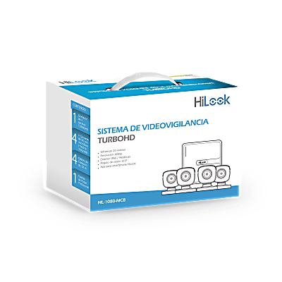 [HL-1080-MC8] KIT TurboHD 1080p / DVR 8 canales con H.265+ / 4 Cámaras Bala Metálicas / Fuente de Poder / Accesorios de Instalación