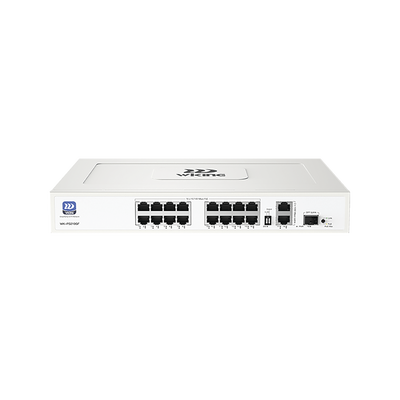 Switch no administrable PoE WI-TEK / Gestión Cloud / 16 Puertos 10/100 Mbps PoE af/at / 2 Puertos Uplink Gigabit / 1 Ranura SFP 1000 Mbps / Presupuesto 180 W / Puerto 1 Hi-PoE 60W