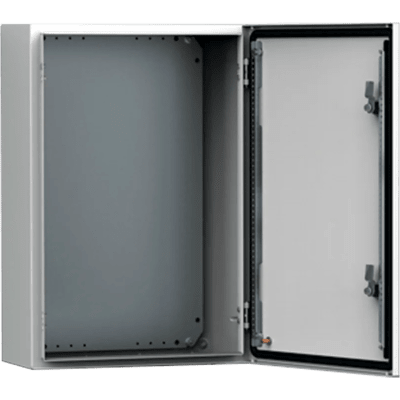 Gabinete de Uso Exterior MAS 300 x 250 x 155 mm (11.8 x 9.8 x 6.1 in) NEMA 4/12/13; IP66; IK10 de Acero Dulce 1.5 mm con Platina de Montaje Incluida Color Gris Claro