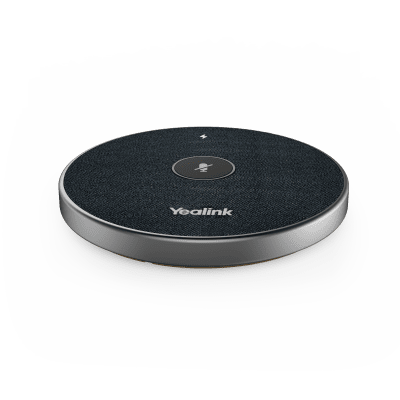 [VCM36W-PACKAGE] Micrófono inalámbrico 360° VCM36W-PACKAGE de Yealink para videoconferencias, con amplio alcance y cancelación de ruido.